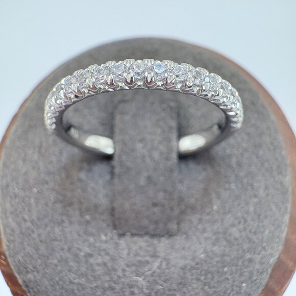 VTG Solid Sterling Silver 925 Cubic Zirconia Band Statement Ring Size 6.5 - Picture 1 of 8